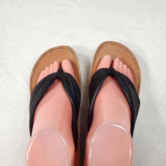 Lucky Brand Womens Size 10 Lellina Corck Platform Wedge Thong Sandal Black   902 - Picture 4 of 10